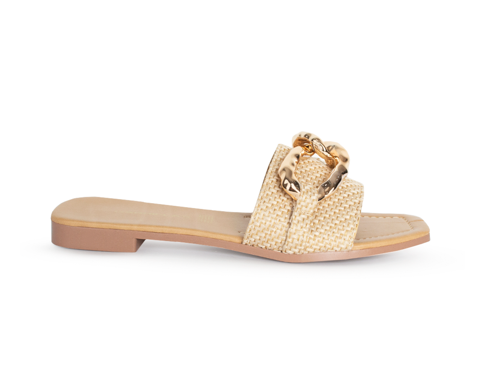 Foto 3 pulgar | Sandalia Beige con Cadena Material Sintetico