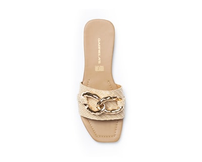 Foto 3 | Sandalia Beige con Cadena Material Sintetico