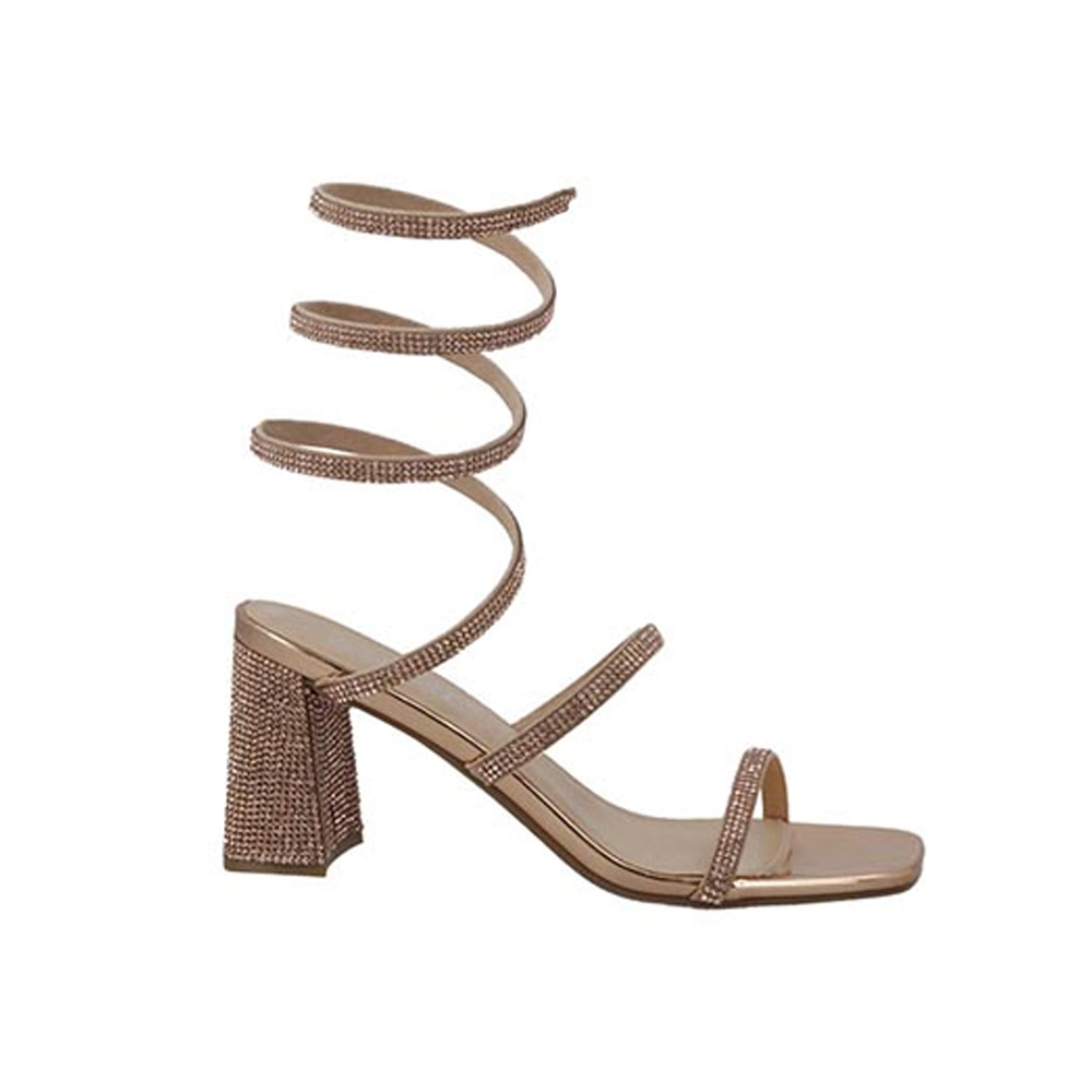 Sandalias Vosse Van16 Champagne Tacón Ancho Elegante para Mujer