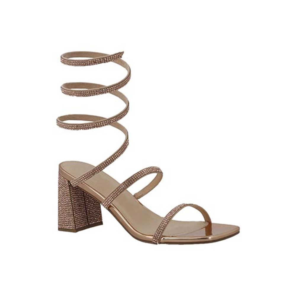Foto 2 | Sandalias Vosse Van16 Champagne Tacón Ancho Elegante para Mujer