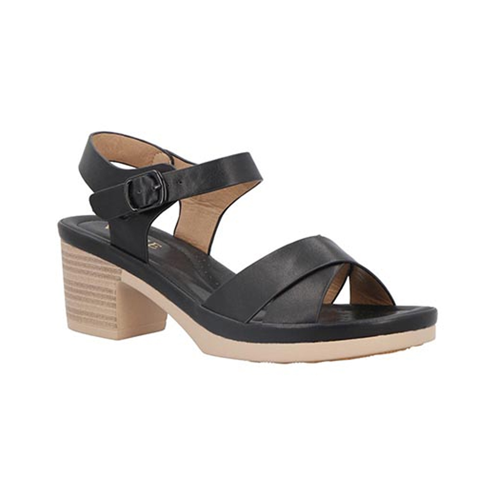 Sandalia Mujer Vosse Vs355 Negro Zapato Tacón Ancho Bajo Casuales Talla 23 A 27 E