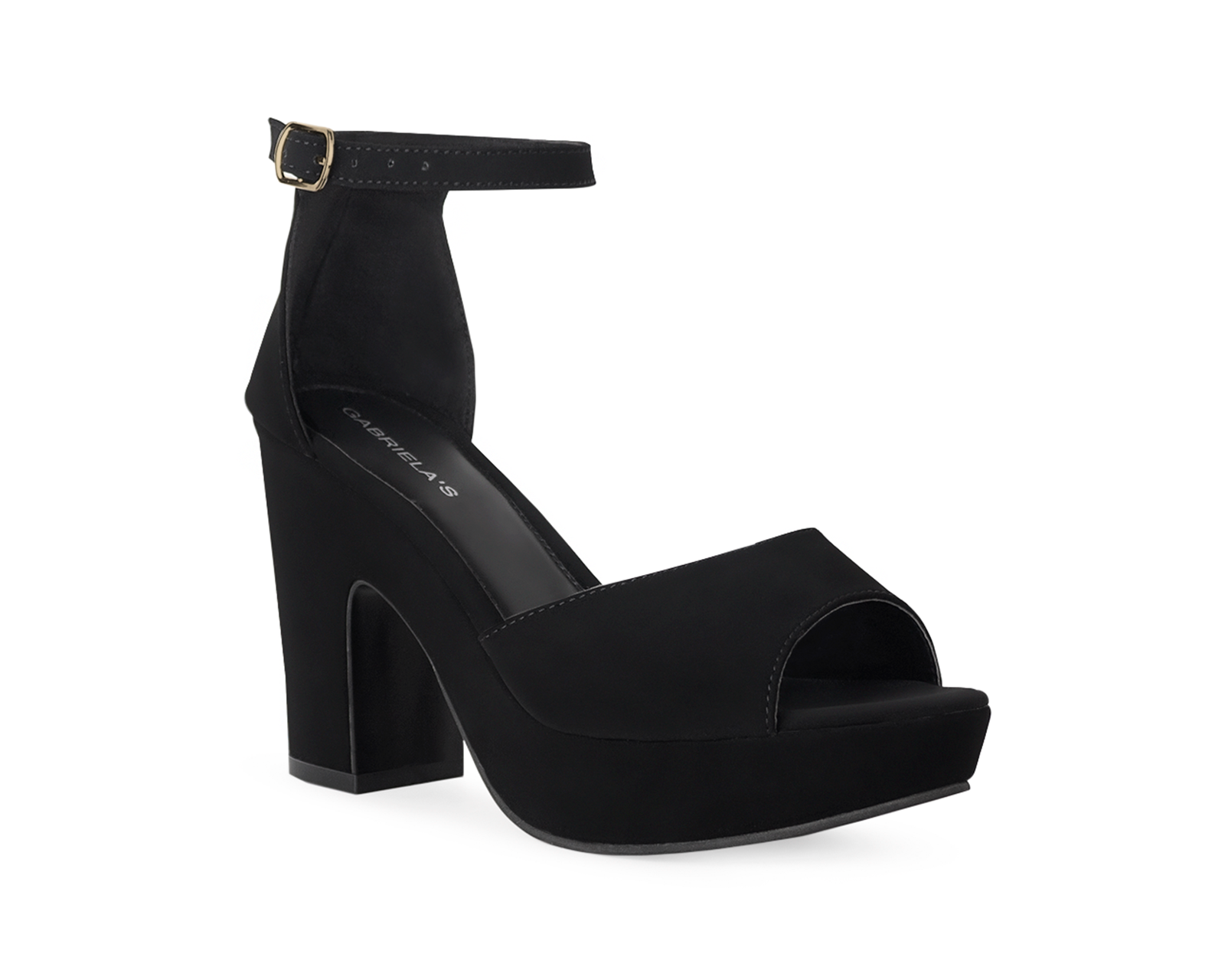 Sandalia Color Negro Hebilla Material Sintético