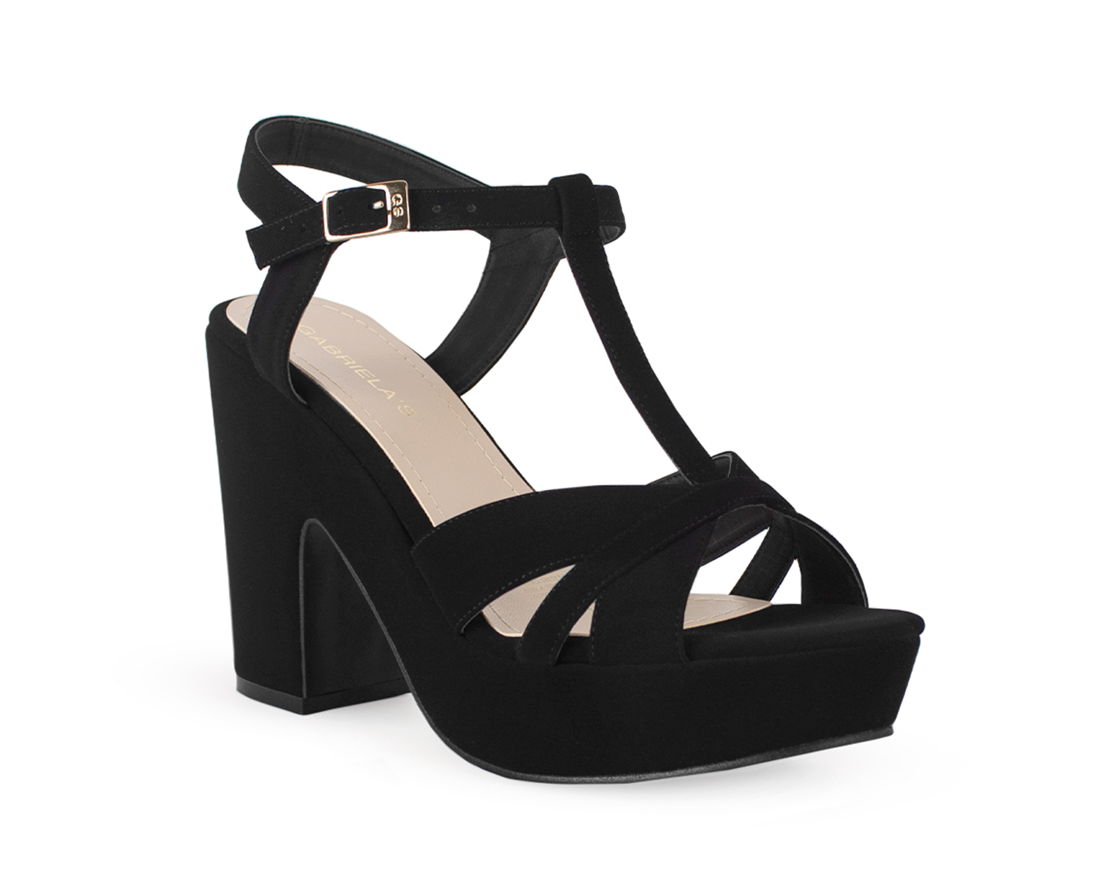 Sandalia Color Negro Tiras Material Sintético