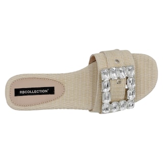 Foto 3 | Sandalias De Piso Exterior Textil Color Beige Para Mujer De Rbcollection