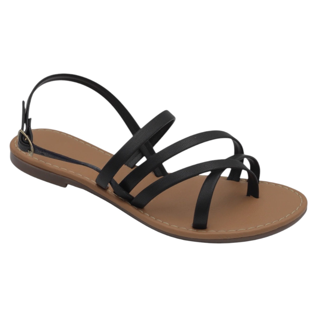 Foto 3 pulgar | Sandalias De Piso Exterior Piel Vegana Color Negro Para Mujer De Rbbasics