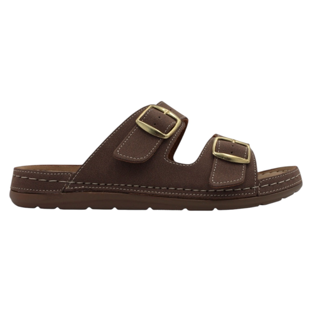 Foto 2 | Sandalias De Piso Exterior Piel Vegana Color Café Para Mujer De Rbcollection