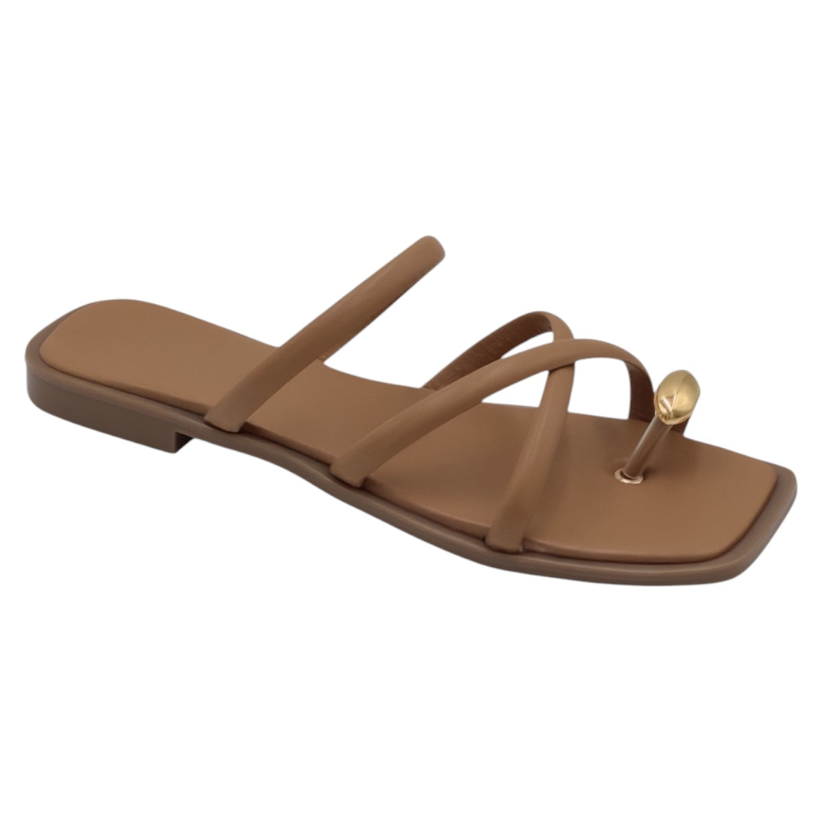 Sandalias De Piso Exterior Piel Vegana Color Café Para Mujer De Rbbasics
