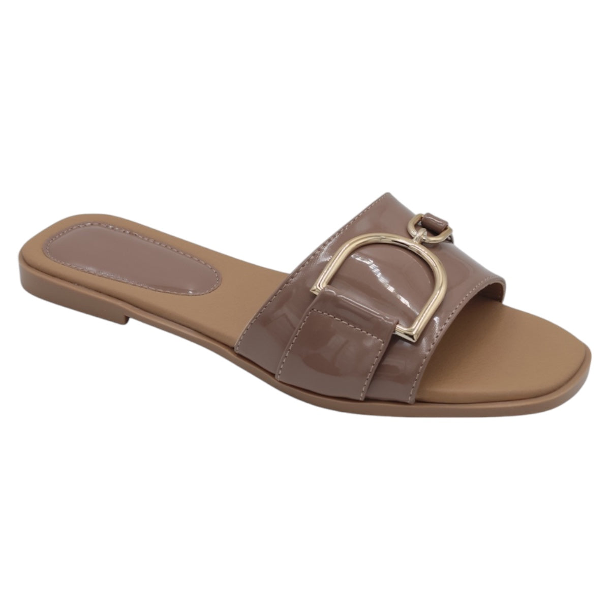 Sandalias De Piso Exterior Charol Color Café Para Mujer De Rbbasics
