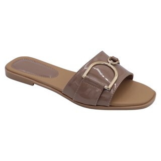 Foto 1 | Sandalias De Piso Exterior Charol Color Café Para Mujer De Rbbasics