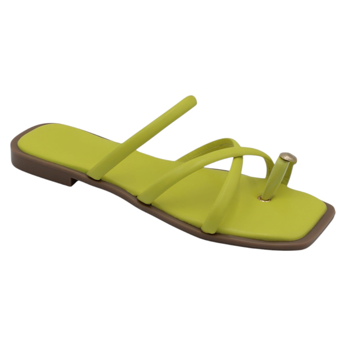 Foto 2 pulgar | Sandalias De Piso Exterior Piel Vegana Color Verde Para Mujer De Rbbasics