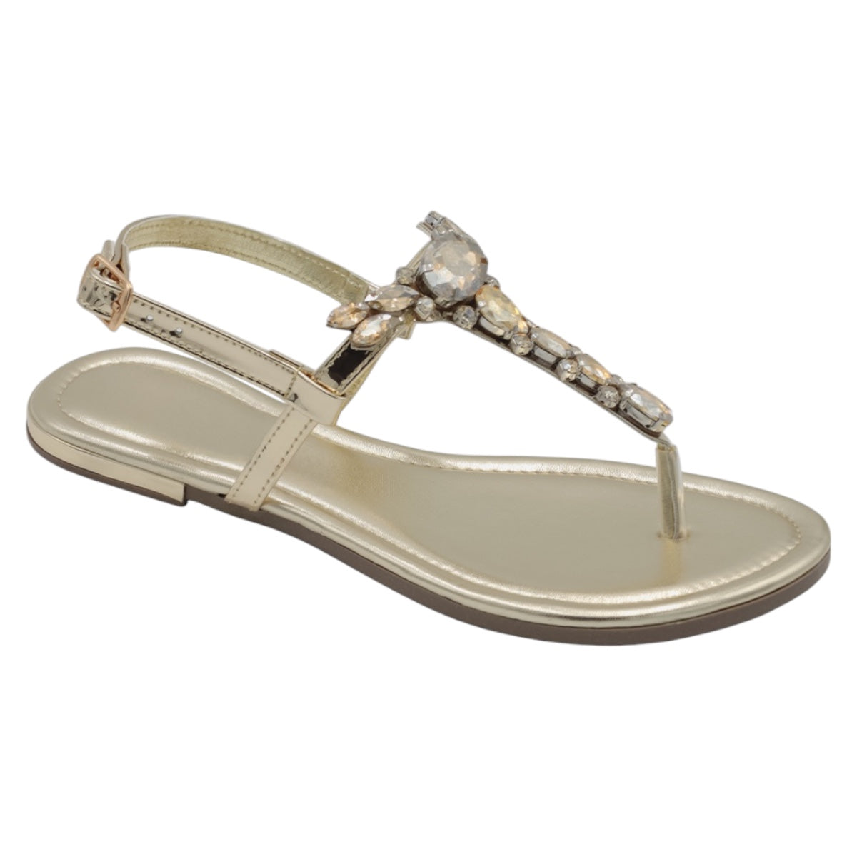 Foto 2 pulgar | Sandalias De Piso Exterior Piel Vegana Color Oro Para Mujer De Rbbasics