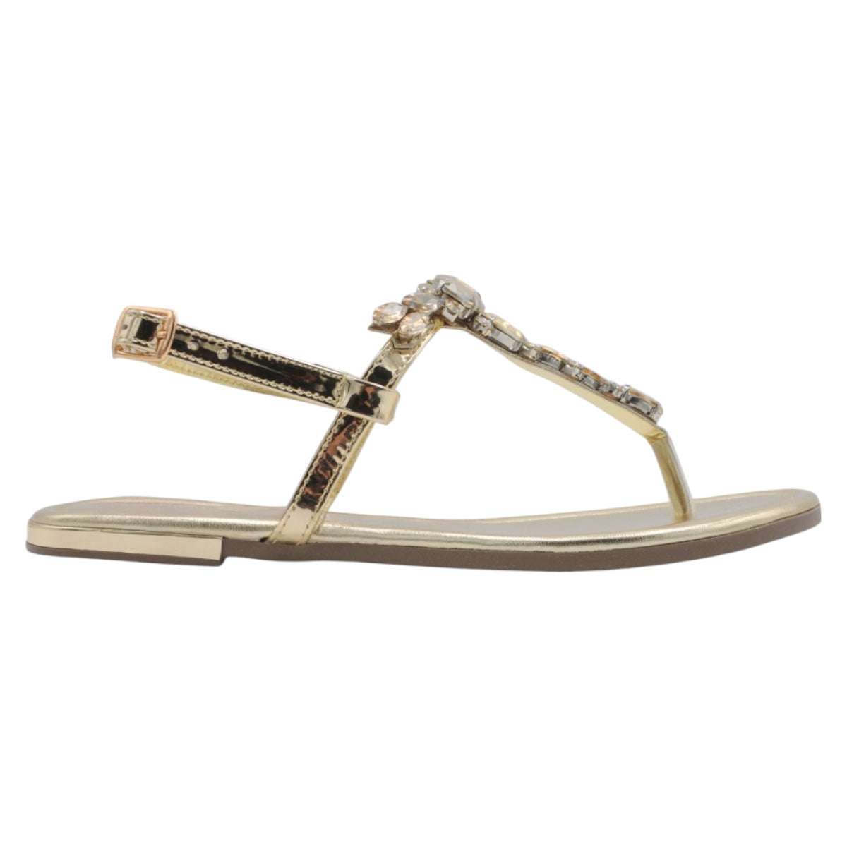 Foto 3 pulgar | Sandalias De Piso Exterior Piel Vegana Color Oro Para Mujer De Rbbasics