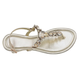 Foto 3 | Sandalias De Piso Exterior Piel Vegana Color Oro Para Mujer De Rbbasics