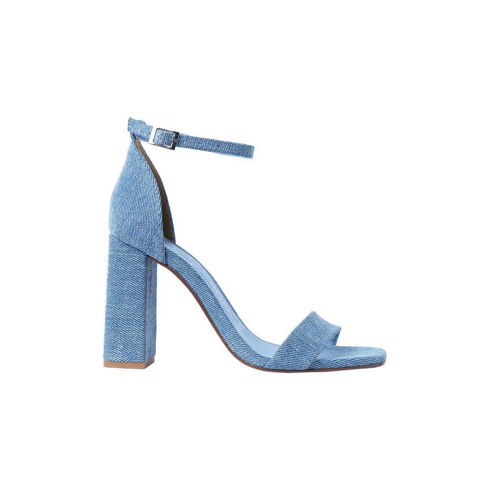 Sandalia Kipon con Tacon Ancho Azul para Mujer
