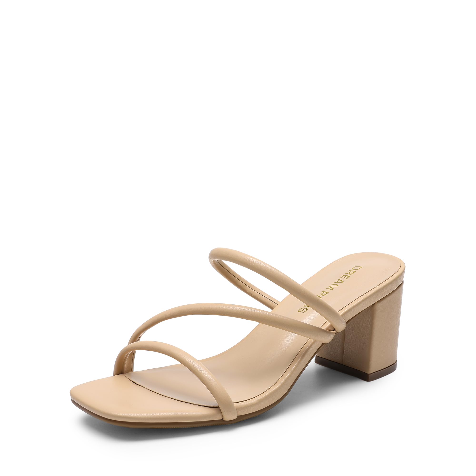 Foto 2 pulgar | Sandalias Dream Pairs Con Tacones De Tiras Para Mujer, Tacón Bajo Y Grueso, Color Nude - Venta Internacional.
