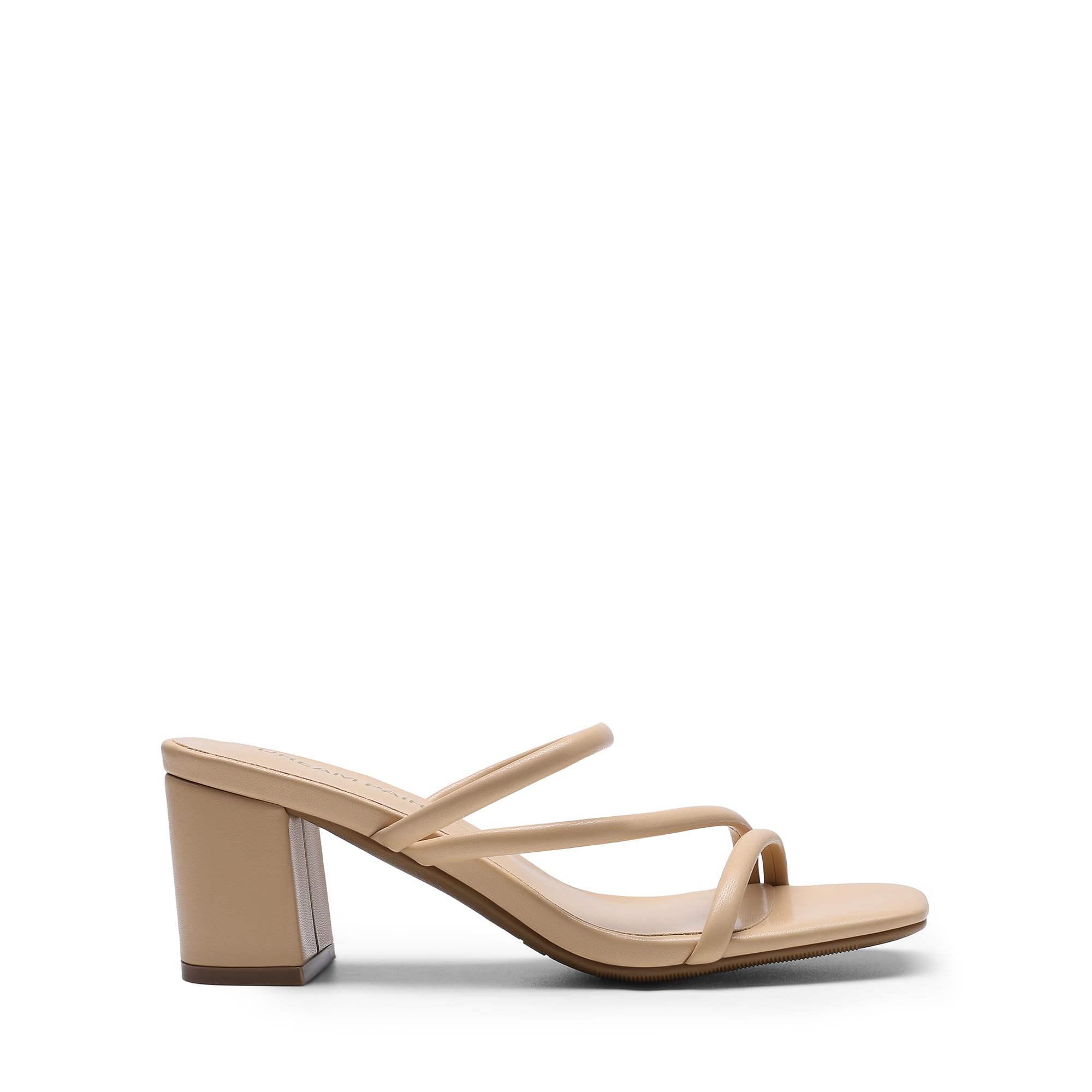 Foto 5 pulgar | Sandalias Dream Pairs Con Tacones De Tiras Para Mujer, Tacón Bajo Y Grueso, Color Nude - Venta Internacional.