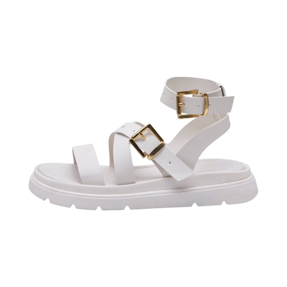 Foto 3 pulgar | Sandalia Calzado Watanabe Color Blanco Diseño Cruzado Tipo Piel