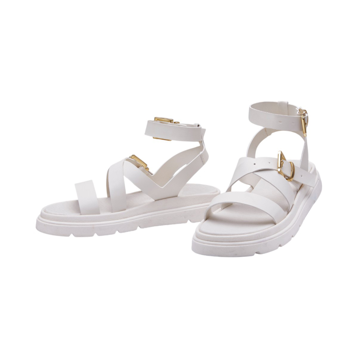 Foto 5 pulgar | Sandalia Calzado Watanabe Color Blanco Diseño Cruzado Tipo Piel