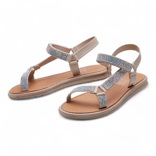 Foto 3 | Sandalias Calzado Watanabe Color Nude Brillos Asimétrica