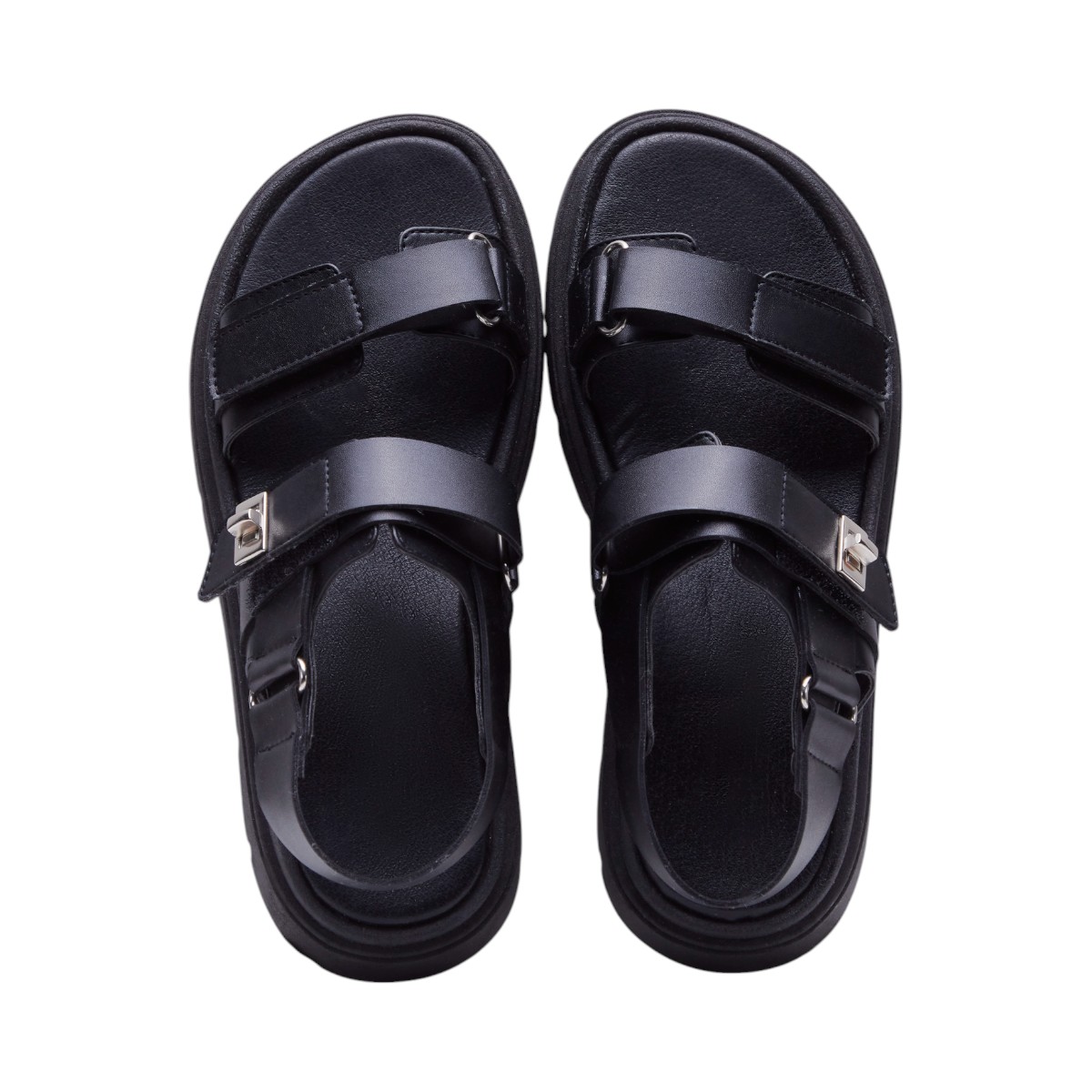 Foto 5 pulgar | Sandalia Calzado Watanabe Color Negro Plana Ajuste Velcro