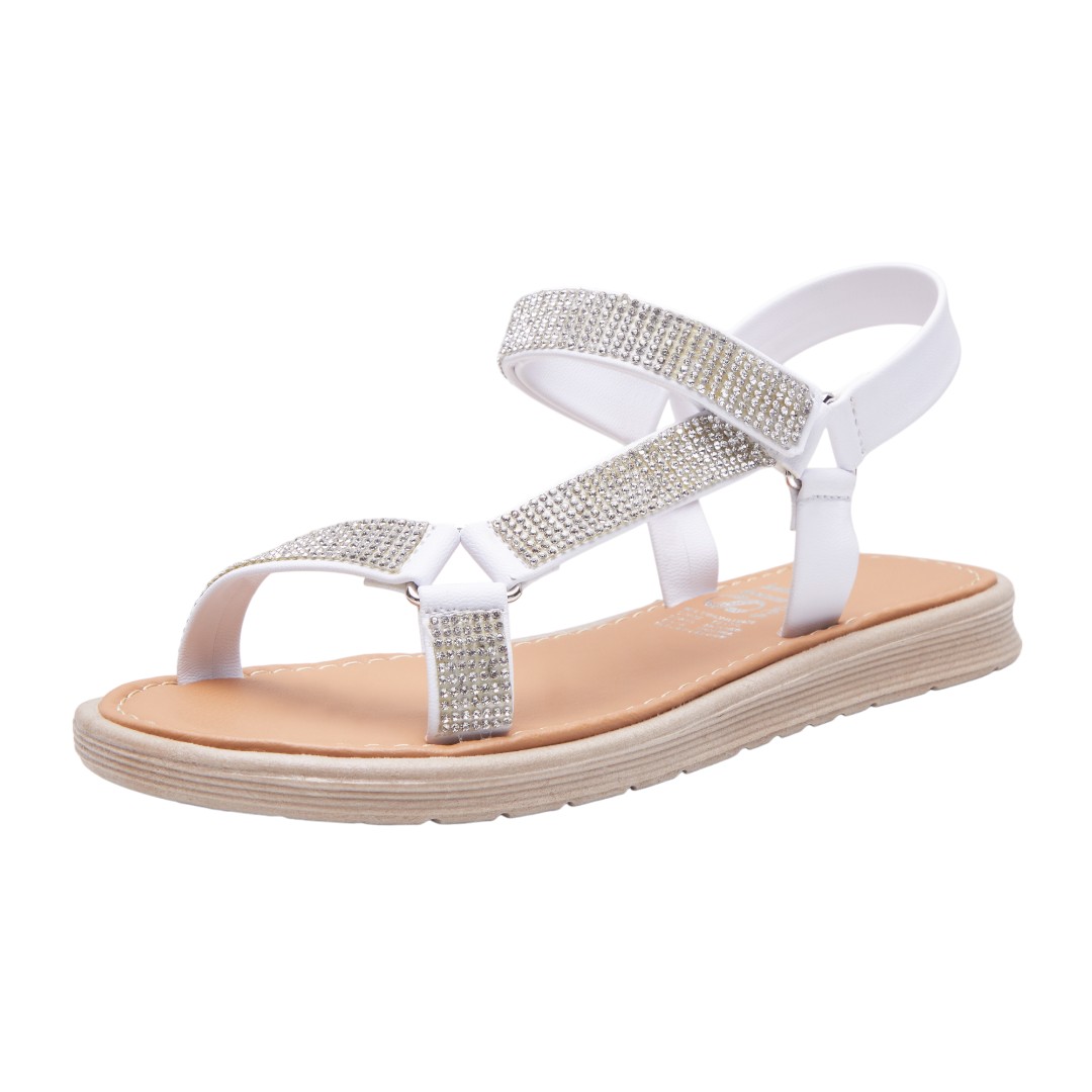 Foto 1 | Sandalias Calzado Watanabe Color Blanco Brillos Asimétrica