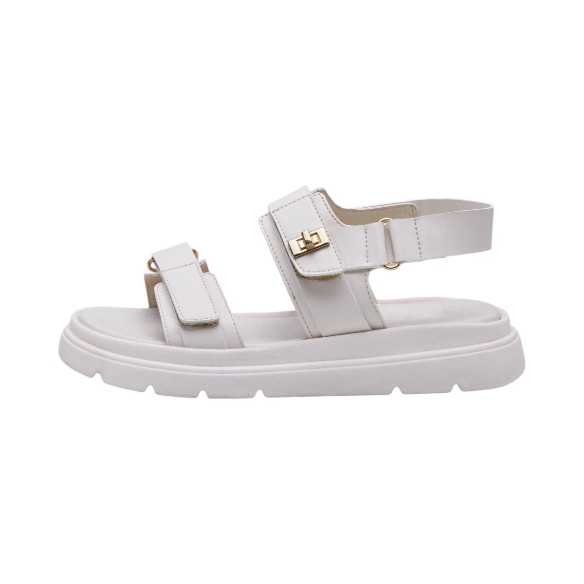 Foto 3 pulgar | Sandalia Calzado Watanabe Color Beige Plana Ajuste Velcro