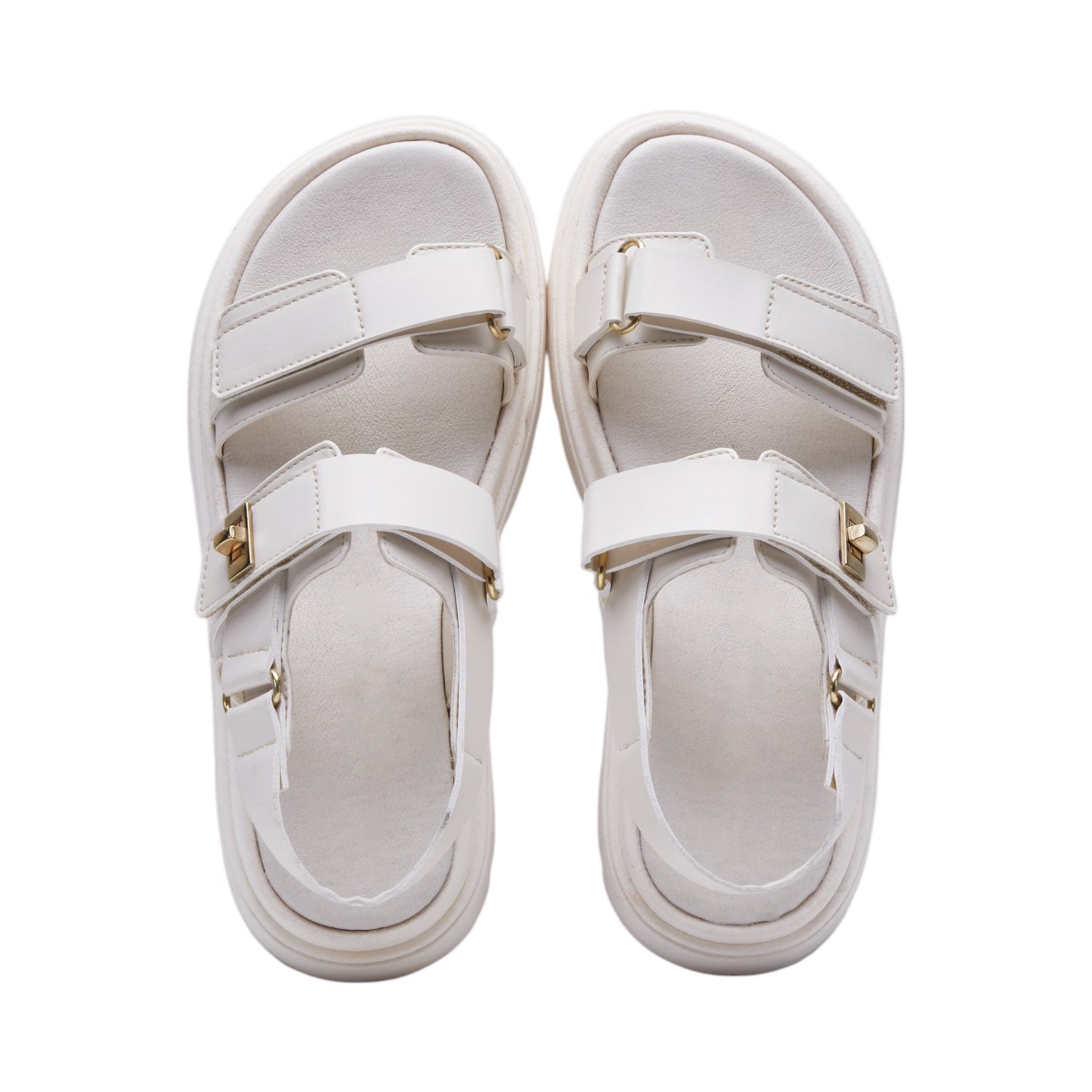 Foto 4 | Sandalia Calzado Watanabe Color Beige Plana Ajuste Velcro