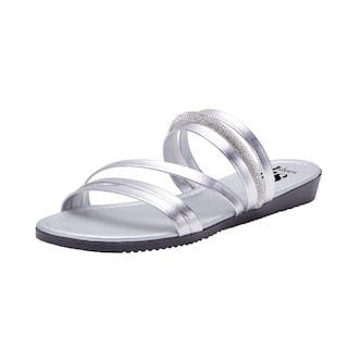Foto 1 | Sandalias Calzado Watanabe Color Plateado Planas Diseño Tiras Brillo