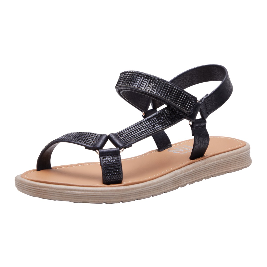 Sandalias Calzado Watanabe Color Negro Brillos Asimétrica