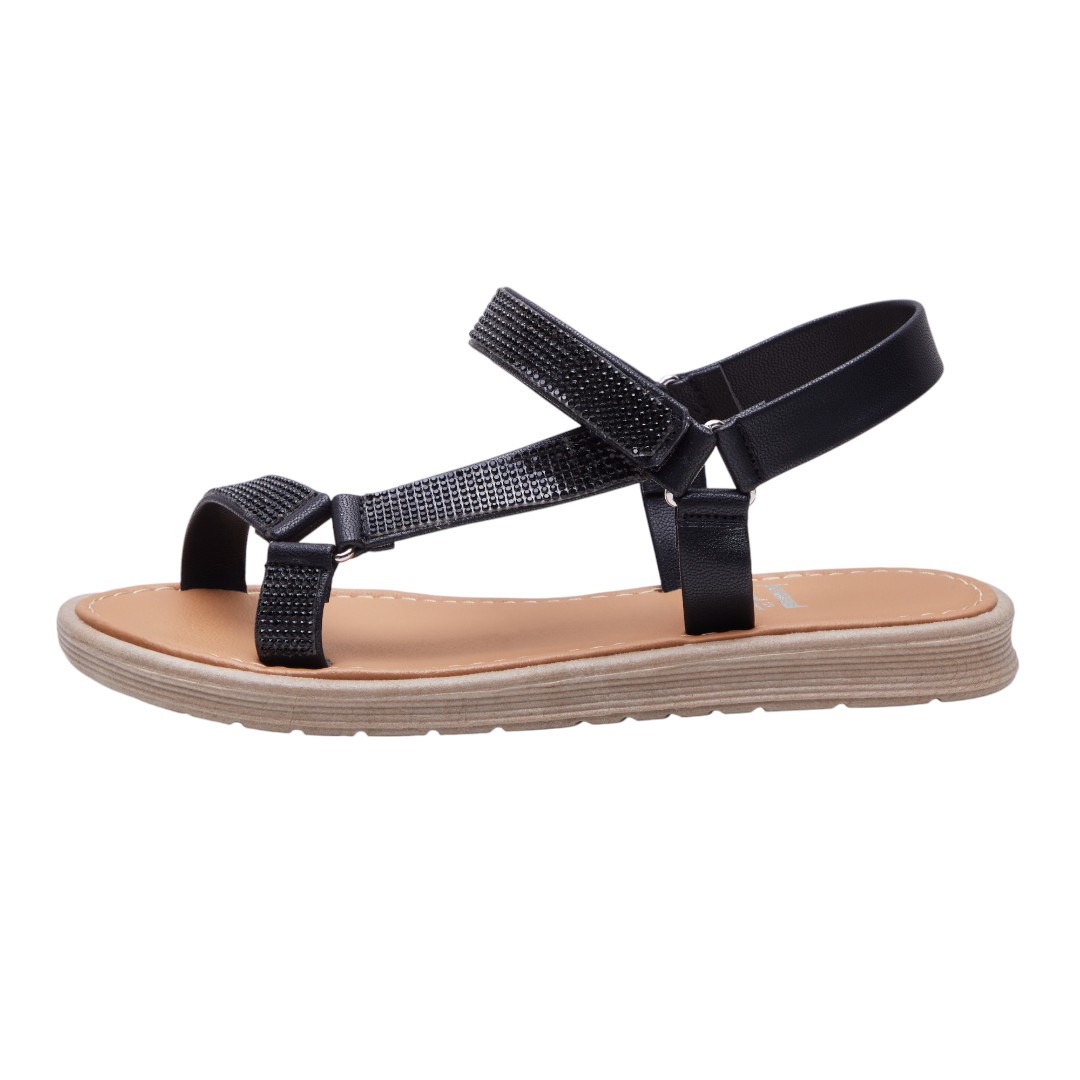 Foto 2 | Sandalias Calzado Watanabe Color Negro Brillos Asimétrica