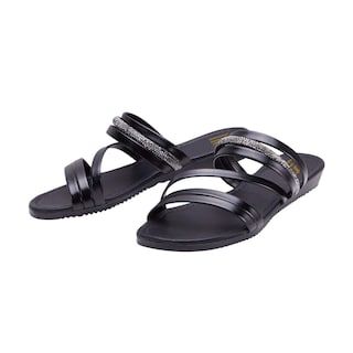 Foto 3 | Sandalias Calzado Watanabe Color Negro Planas Diseño Tiras Brillo