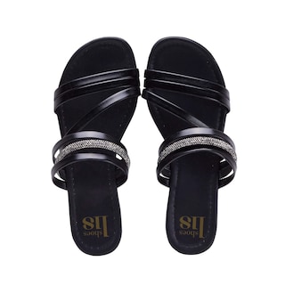 Foto 4 | Sandalias Calzado Watanabe Color Negro Planas Diseño Tiras Brillo
