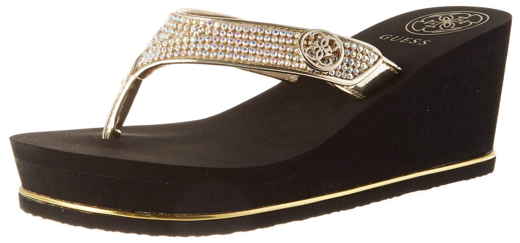 Foto 2 pulgar | Chanclas Guess Sarraly Para Mujer, Color Dorado, Talla 6, Ee. Uu. - Venta Internacional.