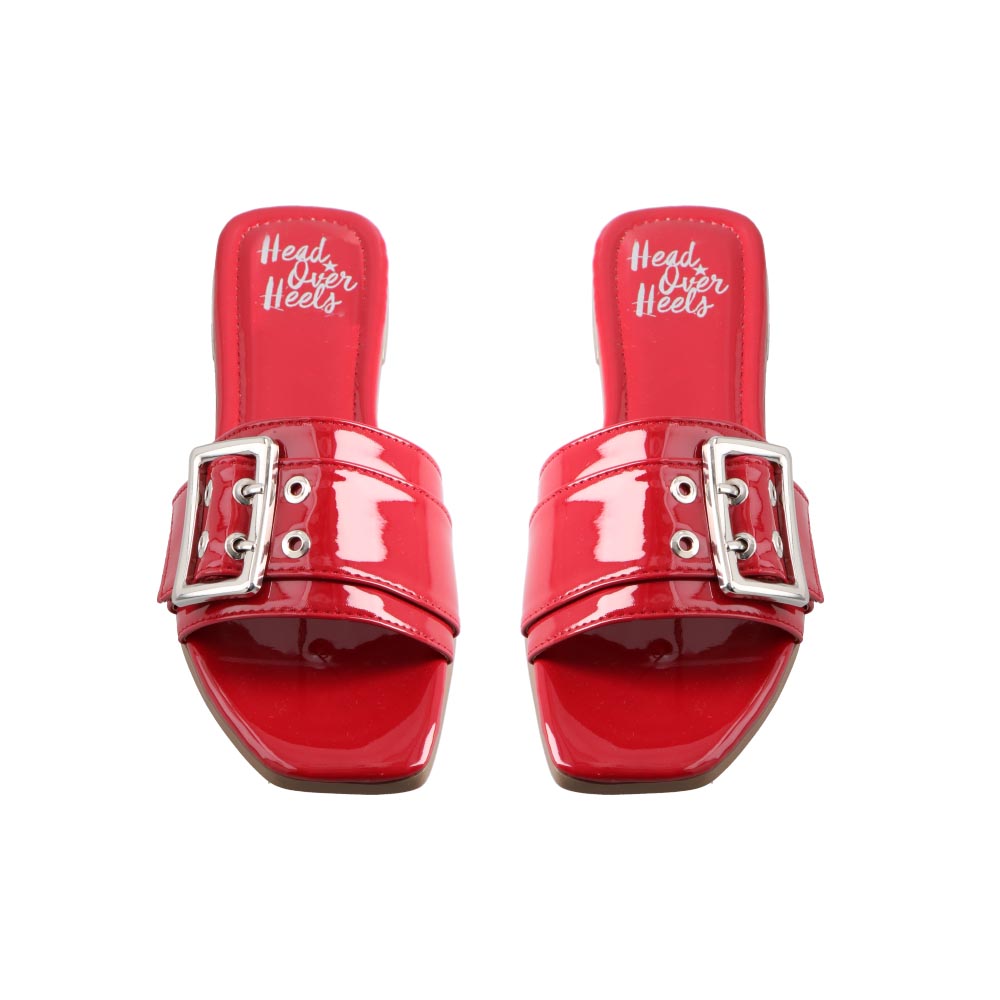 Foto 6 | Sandalia De Mujer Head Over Heels	1078 Color Campari Charol Sandalia De Piso Casual Talla 23 A 26