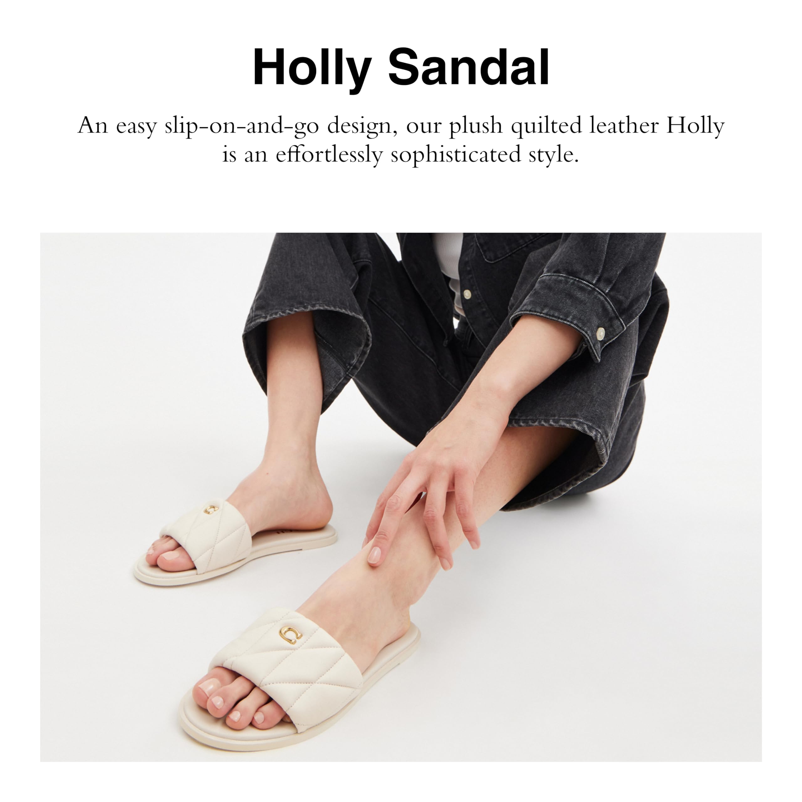 Foto 3 pulgar | Sandalia Coach Holly Para Mujer, Piel De Tiza, Color Blanco, Talla 8.5us - Venta Internacional.