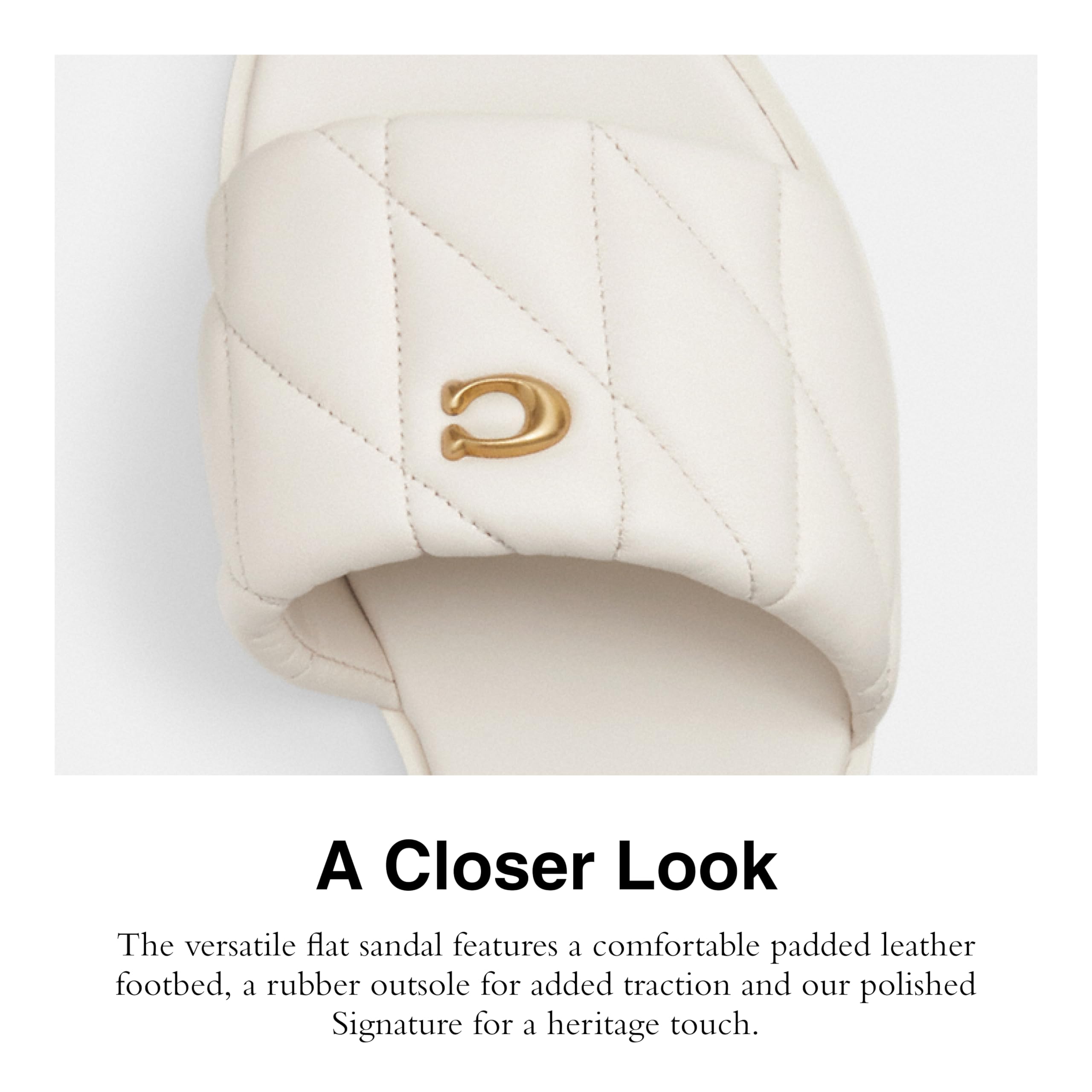 Foto 5 pulgar | Sandalia Coach Holly Para Mujer, Piel De Tiza, Color Blanco, Talla 8.5us - Venta Internacional.