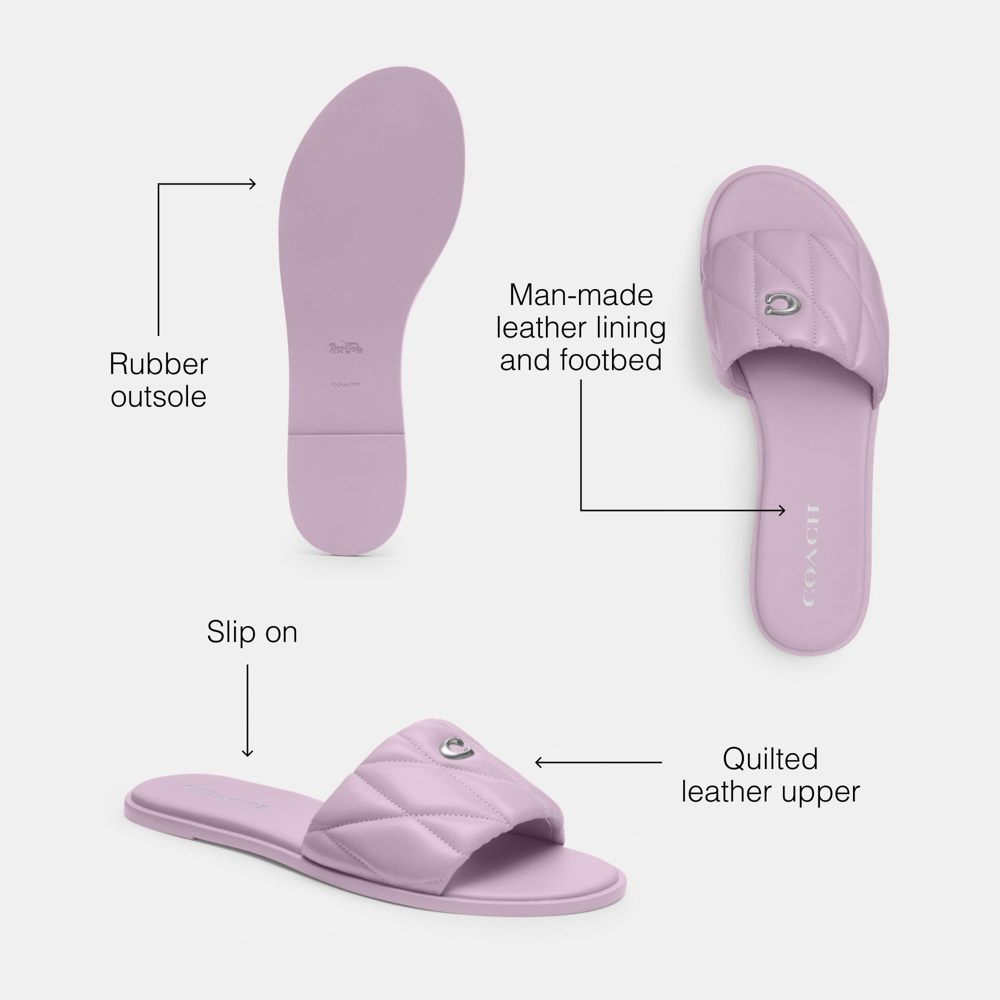 Foto 4 pulgar | Sandalia Coach Holly Para Mujer, Piel Suave, Color Morado, Talla 37 - Venta Internacional.
