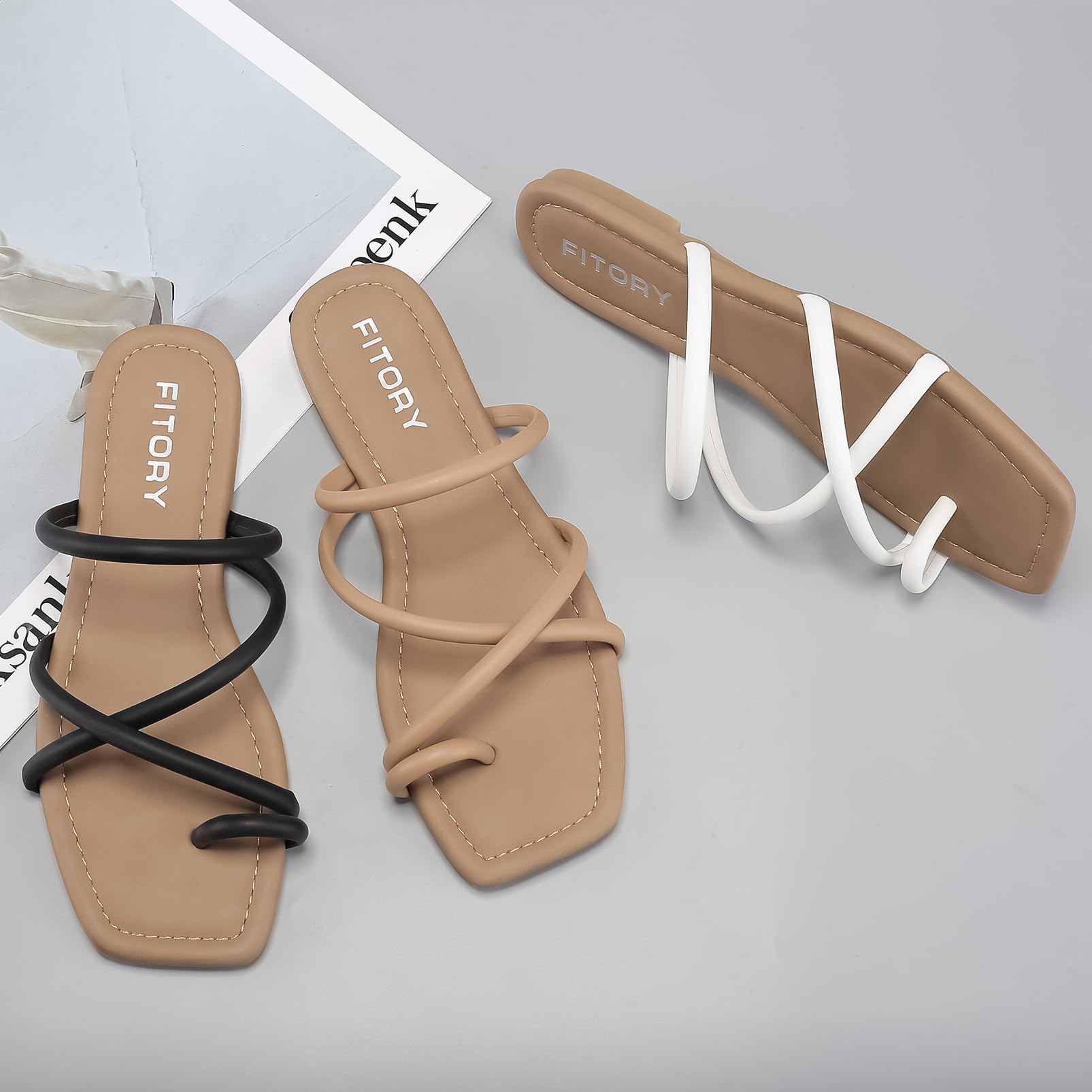 Foto 6 pulgar | Sandalias Slide Fitory Para Mujer Con Punta Plana, Talla 7 - Venta Internacional.