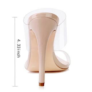 Foto 6 | Sandalias Vívidamente Transparentes Con Tacón Puntiagudo Y Correa Transparente - Venta Internacional.