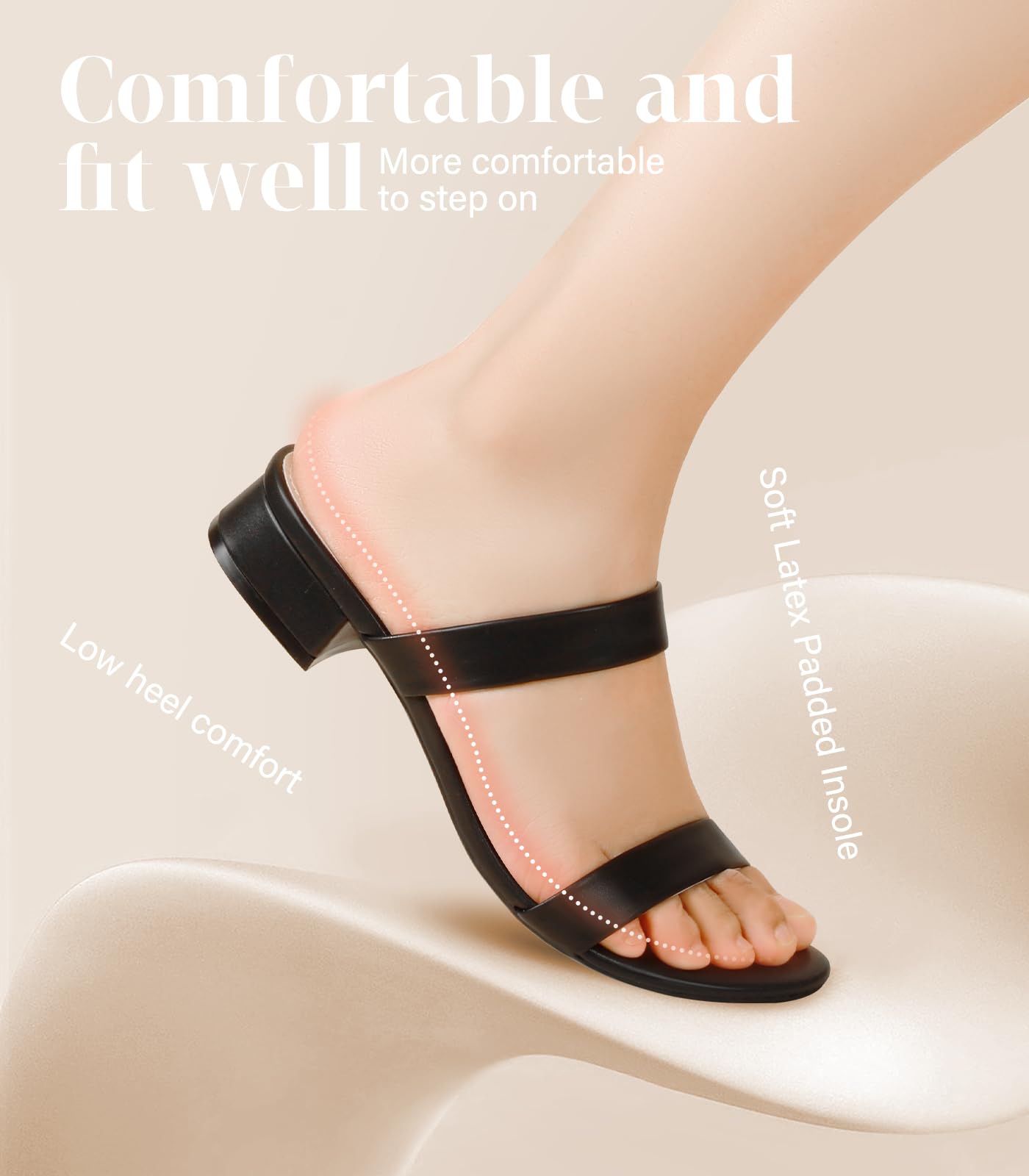 Foto 4 | Sandalias Ankis Para Mujer, Tacón Ancho, Bajo Y Grueso, Color Negro, 2,5 Cm - Venta Internacional.