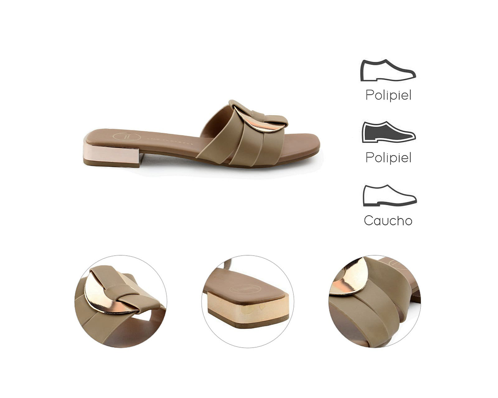 Foto 8 pulgar | Sandalia Piso Para Mujer Lob Footwear Pu Beige 92805038