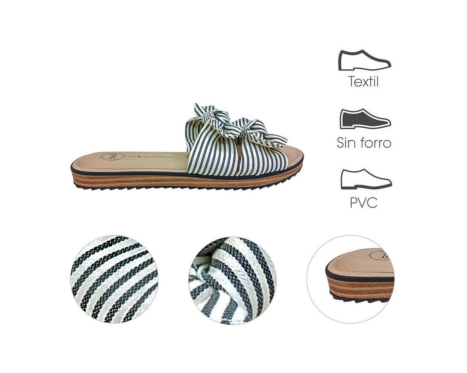 Foto 8 pulgar | Sandalia Piso Para Mujer Lob Footwear Rayas Azul 86805455