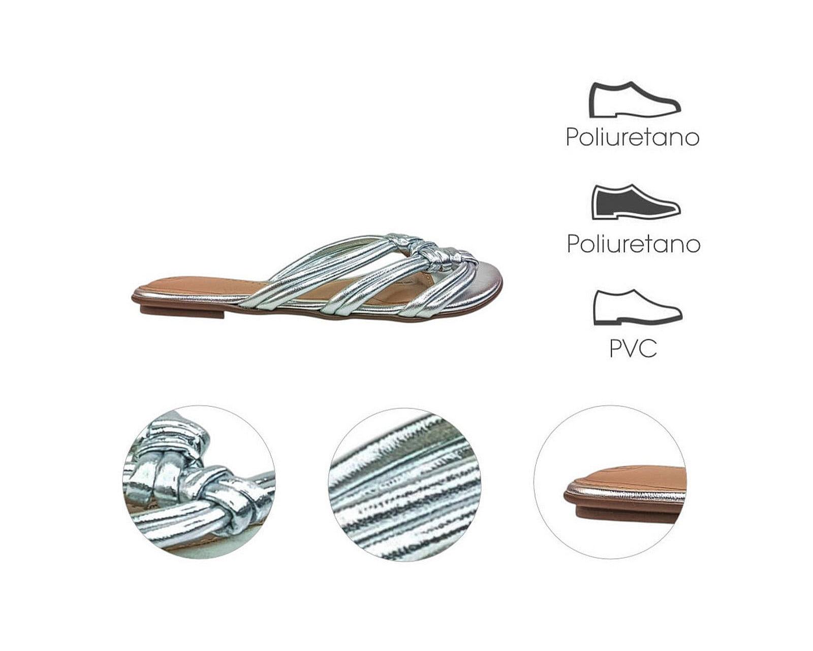 Foto 8 pulgar | Sandalia Piso Para Mujer Lob Footwear Gaspea Ibiza Metalizado Plata 86805444