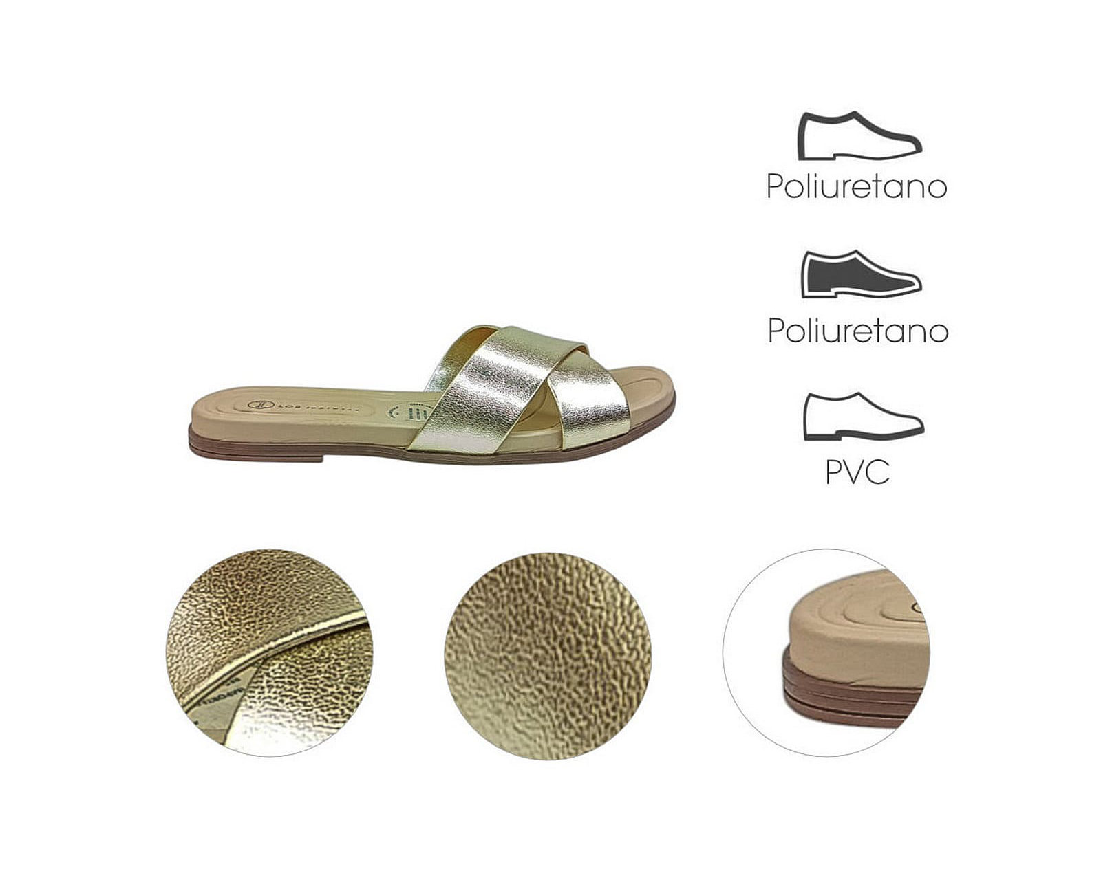 Foto 8 pulgar | Sandalia Piso Para Mujer Lob Footwear Metalizado Premium Oro 86805078