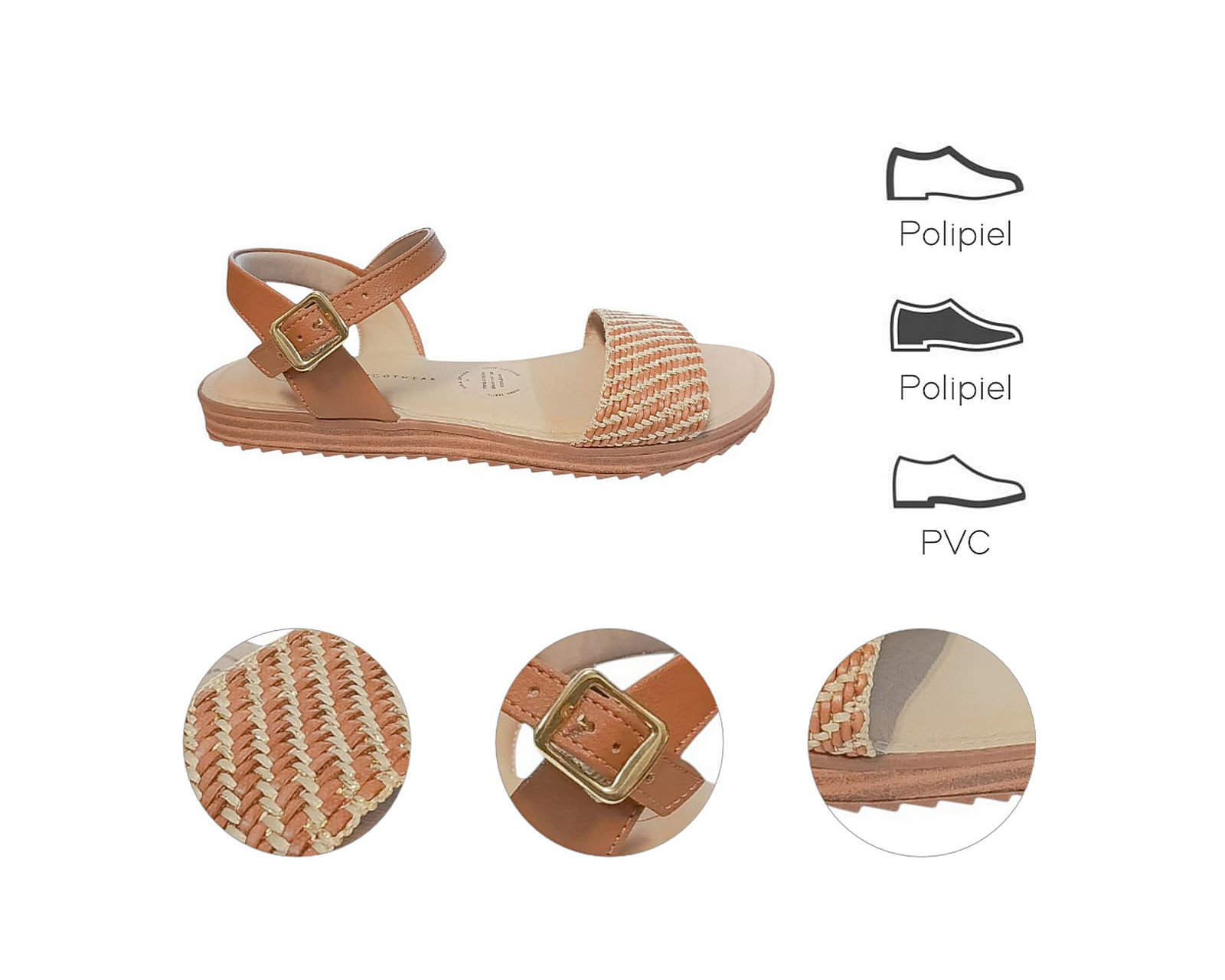 Foto 7 | Sandalia Piso Para Mujer Lob Footwear Tira Pronta/floather Café 86805070
