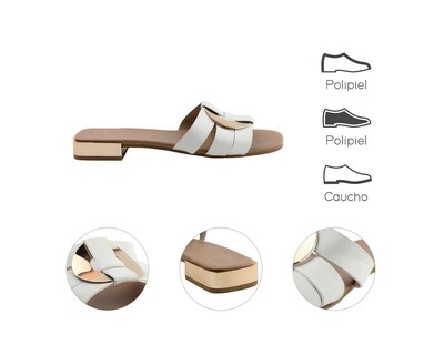 Foto 7 | Sandalia Piso Para Mujer Lob Footwear Pu Blanco 92805037