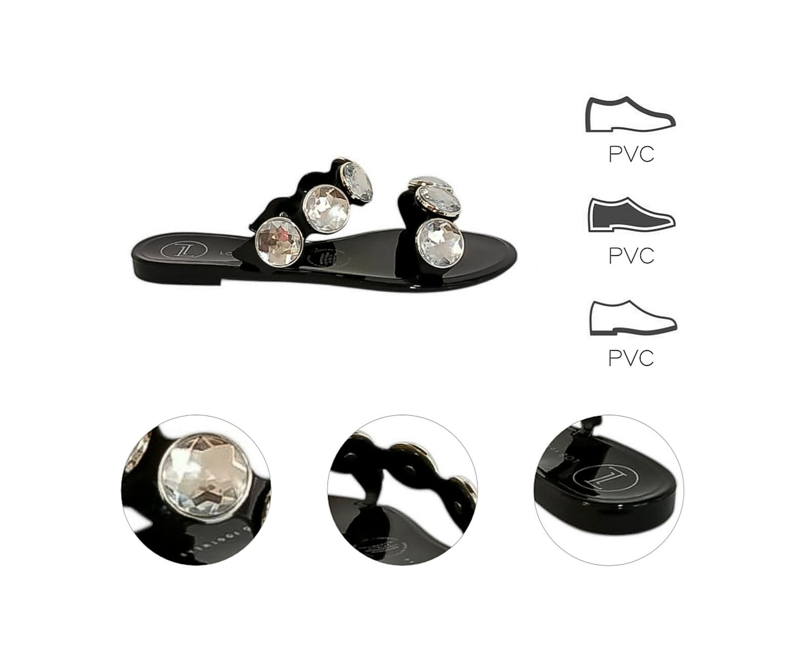 Foto 8 pulgar | Sandalia Piso Para Mujer Lob Footwear Pvc Negro 53505494