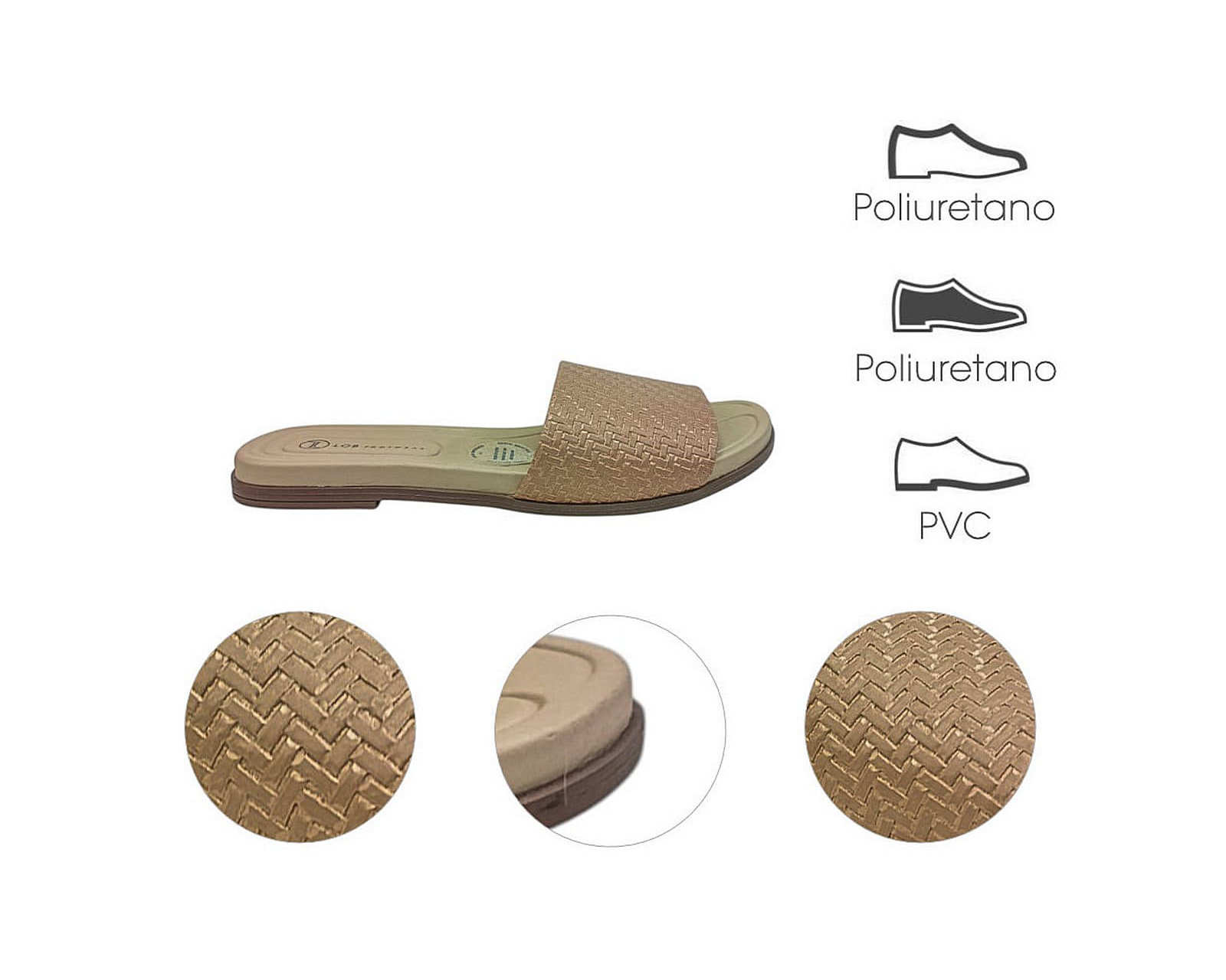 Foto 8 pulgar | Sandalia Piso Para Mujer Lob Footwear Np Capri Glam Beige 86805085