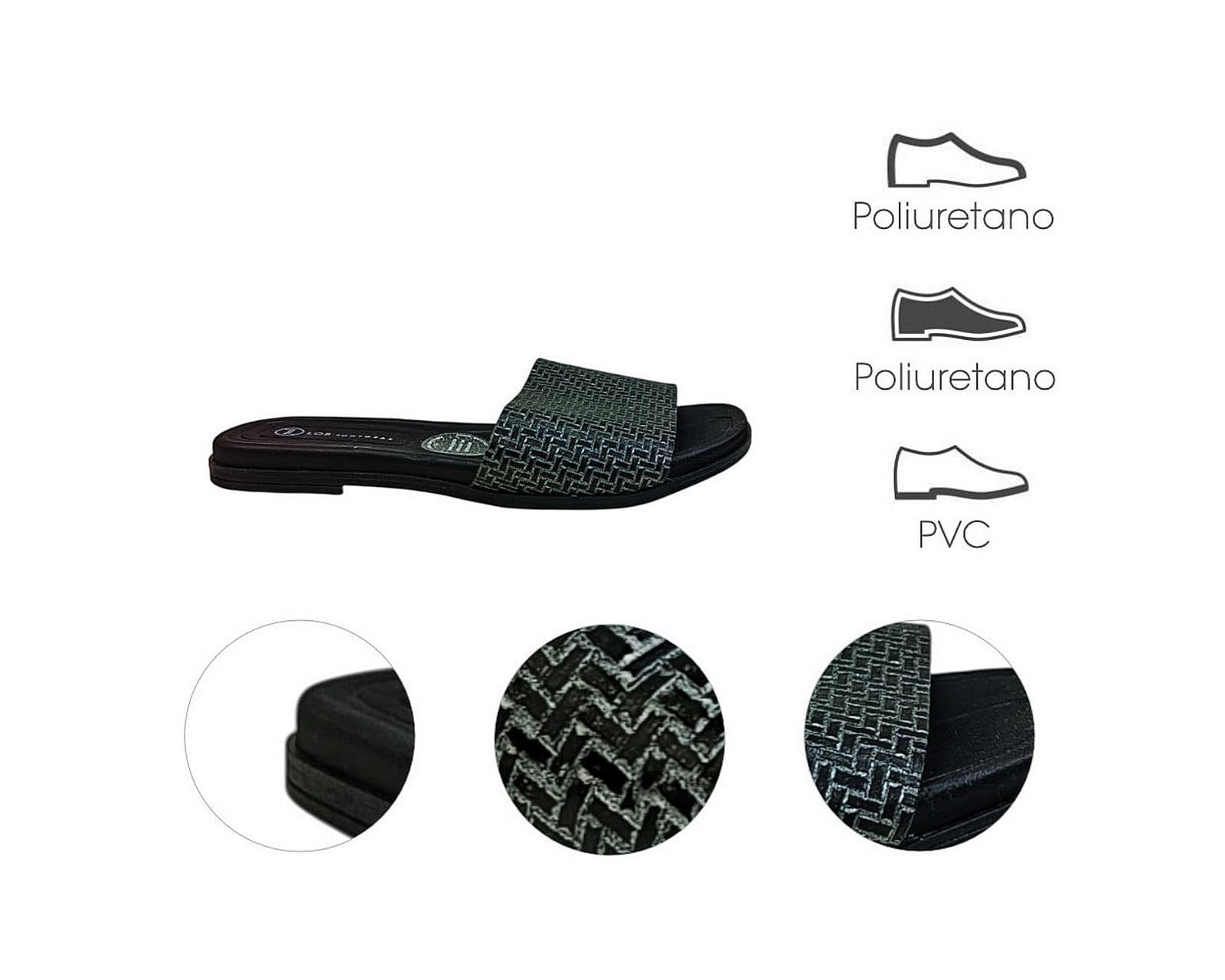 Foto 8 pulgar | Sandalia Piso Para Mujer Lob Footwear Np Capri Glam Negro 86805084