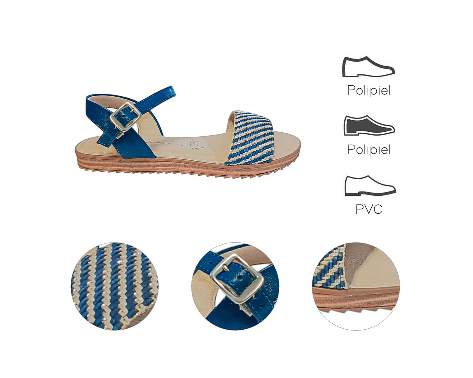 Foto 8 pulgar | Sandalia Piso Para Mujer Lob Footwear Tira Pronta/floather Azul 86805071